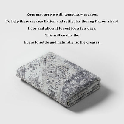 5'x7' Boho Area Rugs for Living Room, Machine Washable Area Rug with Non-Slip Backing, Stain Resistant Non-Shed Carpet for Bedroom, Dining Room, Dorm, Office