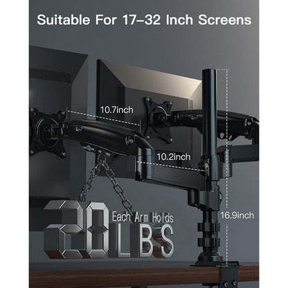 Single Monitor Stand Mount for Most 13-32 inch Screens with Height Adjustable Gas Spring Single Arm, Full Motion Swivel Holds up to 19.8lbs