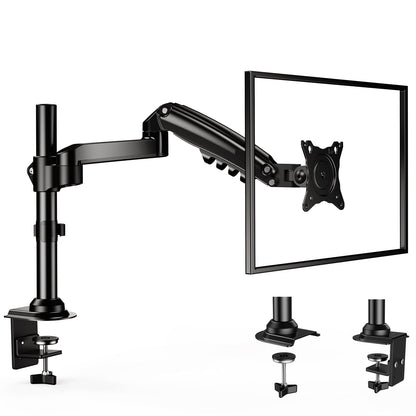 Single Monitor Stand Mount for Most 13-32 inch Screens with Height Adjustable Gas Spring Single Arm, Full Motion Swivel Holds up to 19.8lbs