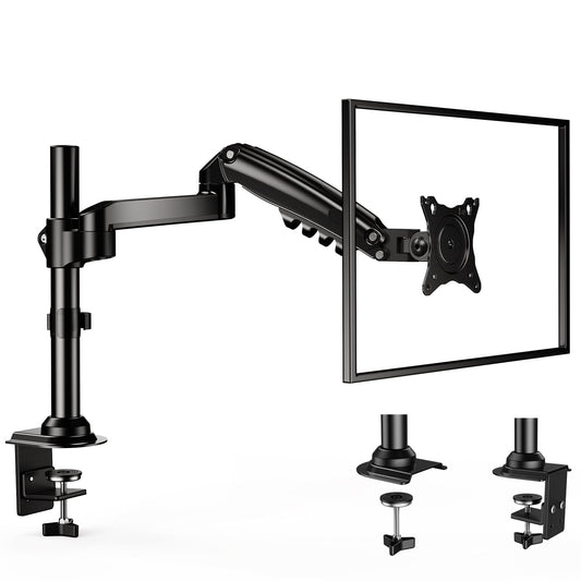 Single Monitor Stand Mount for Most 13-32 inch Screens with Height Adjustable Gas Spring Single Arm, Full Motion Swivel Holds up to 19.8lbs