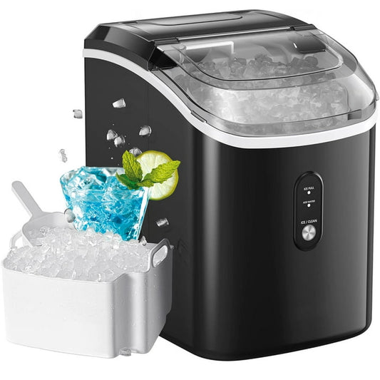 Philergo Nugget Ice Maker Countertop, 35lbs/24H with Self-Cleaning Function for Home/Kitchen/Office, Black