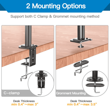 Single Monitor Stand Mount, Height Adjustable Stand Fits 13" to 32" Screen