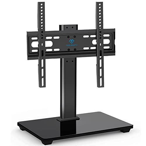 PERLESMITH TV Stand - Table Top TV Stand for 32-55 inch LCD LED TVs - Height Adjustable TV Base Stand with Tempered Glass Base & Wire Management, VESA 400x400mm