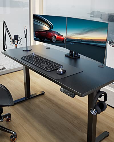 ErGear Height Adjustable Electric Standing Desk, 55 x 28 Inches Sit Stand up Desk, Memory Computer Home Office Desk (Black)