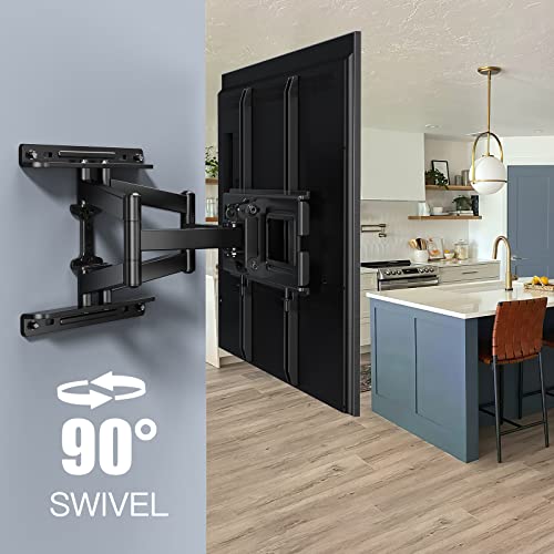 PERLESMITH TV Wall Mount Full Motion for 32-65 Inch Flat Curved Screen TVs, TV Mount with Swivels Tilts Extension Dual Articulating Bracket Arms Supports TV up to 99 lbs Max VESA 400x400, PSMFK9