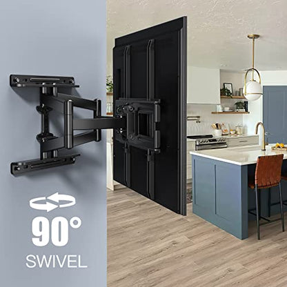 PERLESMITH TV Wall Mount Full Motion for 32-65 Inch Flat Curved Screen TVs, TV Mount with Swivels Tilts Extension Dual Articulating Bracket Arms Supports TV up to 99 lbs Max VESA 400x400, PSMFK9