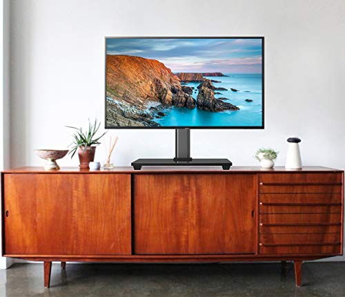 PERLESMITH Swivel Universal TV Stand/Base - Table Top TV Stand for 32-60 inch LCD LED TVs - Height Adjustable TV Mount Stand with Tempered Glass Base, VESA 400x400mm,Holds up to 88lbs PSTVS09