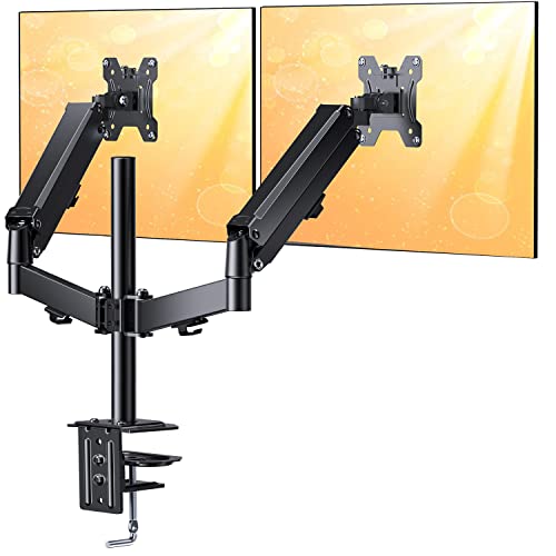 ErGear Dual Monitor Stand, Adjustable Monitor Desk Mount for Up to 30in Screens, Full Motion Gas Spring Monitor Arm Holds Up to 17.6LBS, Max VESA 100x100mm