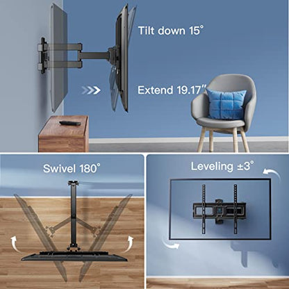 PERLESMITH TV Wall Mount for 26–55 inch TVs up to 70 lbs, Full Motion TV Mount Bracket with Swivel, Tilt, Level Adjustment, Corner TV Mount with Articulating Arm, Max VESA 400x400mm, PSMFK7