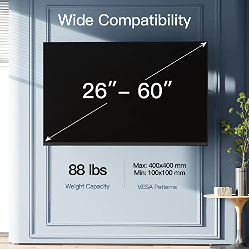 PERLESMITH UL Listed Full Motion TV Wall Mount for Most 26-60 inch Flat Curved OLED 4K TVs up to 88lbs, Wall Mount TV Bracket with Swivel & Extension Arm, Tilt, Leveling, Max VESA 400x400mm, PSMFK12