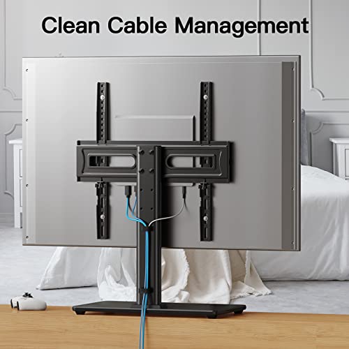 PERLESMITH Universal TV Stand Table Top TV Base for 32 to 60 inch LCD LED OLED 4K Flat Screen TVs-Height Adjustable TV Mount Stand with Tempered Glass Base, VESA 400x400mm,Holds up to 88lbs PSTVS15