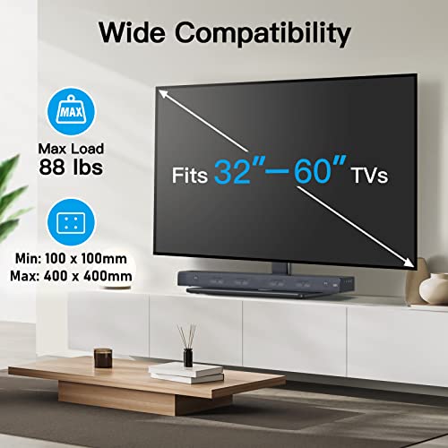 PERLESMITH Universal TV Stand Table Top TV Base for 32 to 60 inch LCD LED OLED 4K Flat Screen TVs-Height Adjustable TV Mount Stand with Tempered Glass Base, VESA 400x400mm,Holds up to 88lbs PSTVS15