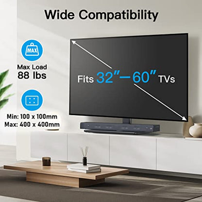 PERLESMITH Universal TV Stand Table Top TV Base for 32 to 60 inch LCD LED OLED 4K Flat Screen TVs-Height Adjustable TV Mount Stand with Tempered Glass Base, VESA 400x400mm,Holds up to 88lbs PSTVS15