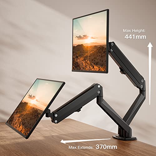 ErGear Dual Monitor Stand, Dual Monitor Mount for 13-30 inch Screens up to 17.6lbs, VESA 75x75mm-100x100mm, Dual Monitor Arms for Home and Office