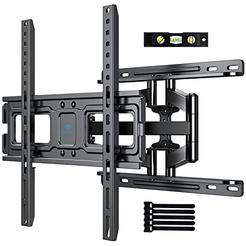 PERLESMITH TV Wall Mount Full Motion for 32-65 Inch Flat Curved Screen TVs, TV Mount with Swivels Tilts Extension Dual Articulating Bracket Arms Supports TV up to 99 lbs Max VESA 400x400, PSMFK9