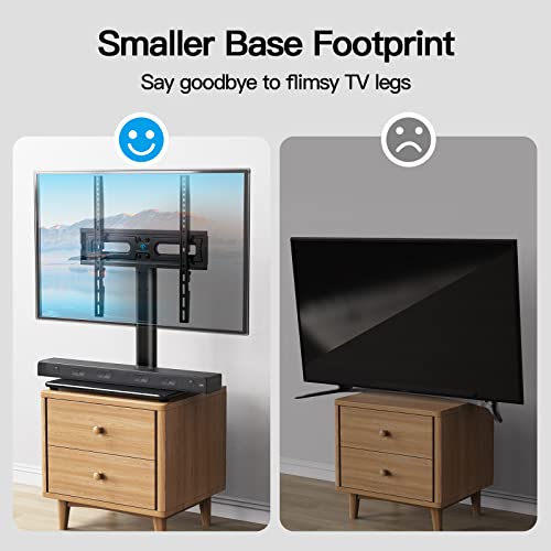 PERLESMITH Universal TV Stand Table Top TV Base for 32 to 60 inch LCD LED OLED 4K Flat Screen TVs-Height Adjustable TV Mount Stand with Tempered Glass Base, VESA 400x400mm,Holds up to 88lbs PSTVS15