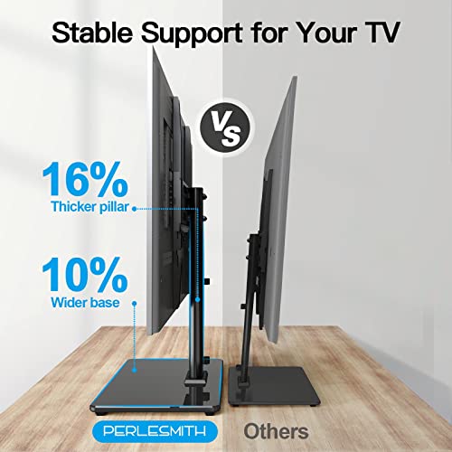 PERLESMITH Universal TV Stand Table Top TV Base for 32 to 60 inch LCD LED OLED 4K Flat Screen TVs-Height Adjustable TV Mount Stand with Tempered Glass Base, VESA 400x400mm,Holds up to 88lbs PSTVS15