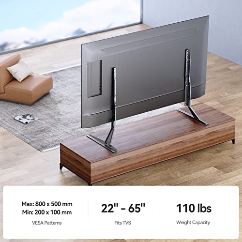 PERLESMITH Universal Table Top TV Stand for 22-65 Inch Flat Screen, LCD TVs Premium Height Adjustable Leg Stand Holds up to 110lbs, VESA up to 800x500mm