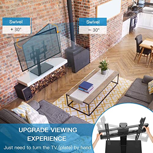 PERLESMITH Swivel Universal TV Stand/Base - Table Top TV Stand for 32-60 inch LCD LED TVs - Height Adjustable TV Mount Stand with Tempered Glass Base, VESA 400x400mm,Holds up to 88lbs PSTVS09