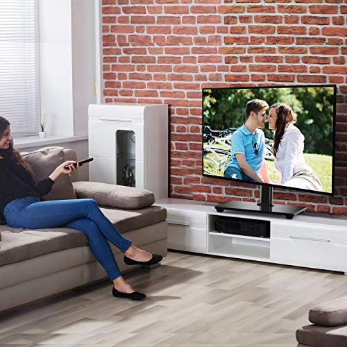 PERLESMITH Swivel Universal TV Stand/Base - Table Top TV Stand for 32-60 inch LCD LED TVs - Height Adjustable TV Mount Stand with Tempered Glass Base, VESA 400x400mm,Holds up to 88lbs PSTVS09