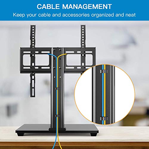 PERLESMITH Swivel Universal TV Stand/Base - Table Top TV Stand for 32-60 inch LCD LED TVs - Height Adjustable TV Mount Stand with Tempered Glass Base, VESA 400x400mm,Holds up to 88lbs PSTVS09