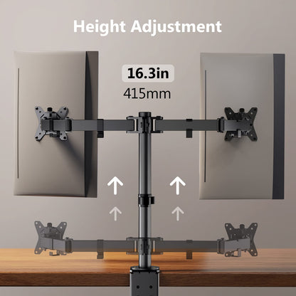 ErGear Dual Monitor Desk Mount, Fully Adjustable Dual Monitor Arm for 2 Computer Screens up to 32 inch, Heavy Duty Dual Monitor Stand for Desk, Holds up to 17.6 lbs per Arm, EGCM1